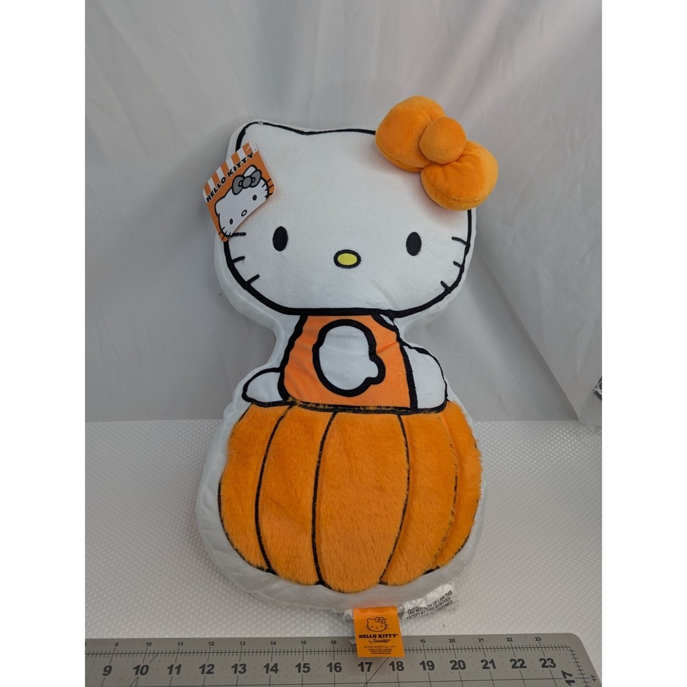 Sanrio Hello Kitty on Pumpkin Pillow Plush 18 Inch Jay Franco Stuffed Animal Toy